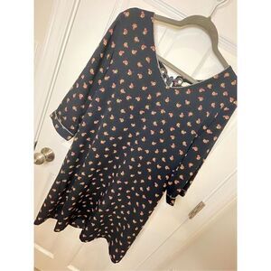 Y’coo Paris black mini dress 3/4 sleeve floral